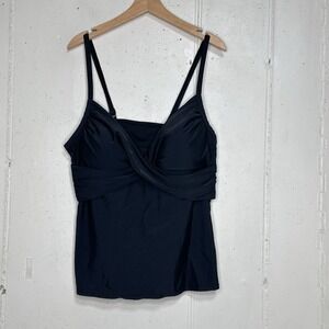 Catalina Women's 2X (18W-20W) Black Tankini Twist Front‎ Underwire Nylon Spandex